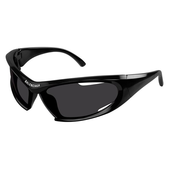 New BALENCIAGA Extreme Black Semi Rimless Wraparound BB0318S 001 Sunglasses Wome - Picture 1 of 6